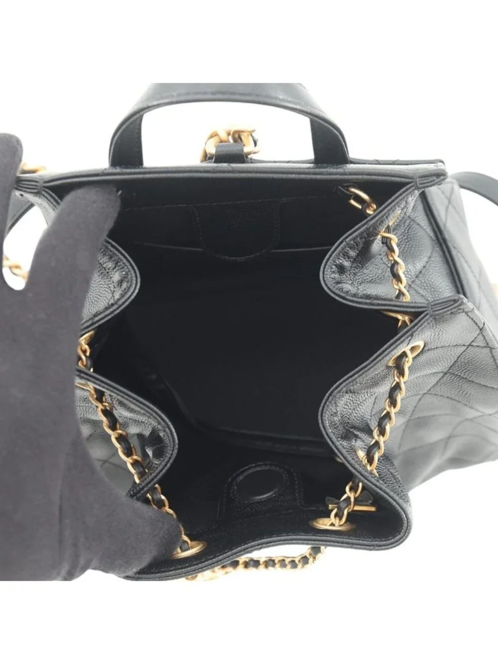 Chanel Backpack 25 Quilted CC Logo Caviar Leather